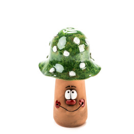 Plug de jardin aux champignons de taille moyenne avec chapeau coloré | Décoration en céramique