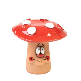 Petit bouchon de champignon avec chapeau plat | Décoration en céramique