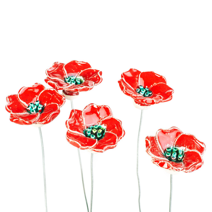 ensemble de fleurs décoratives 5 pièces en céramique - div. Couleurs