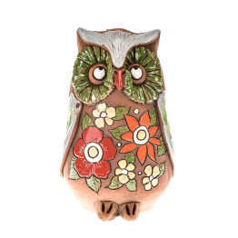 Tirelire hibou avec fleurs I