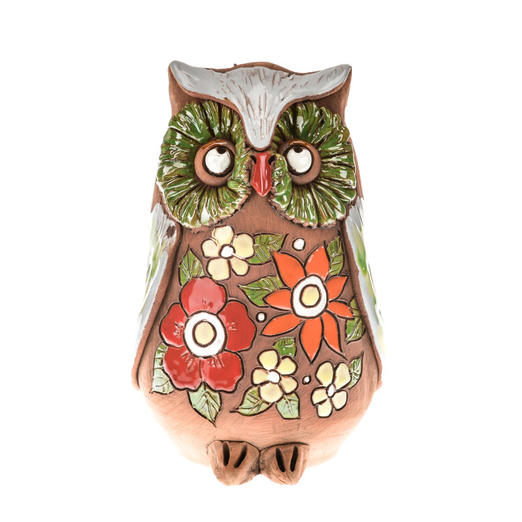 Tirelire hibou avec fleurs I