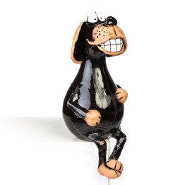 ▸Garden plug Grinse-Hund + tabouret de bord | Ceramicdeko.de