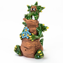 Céramique Garden Plug Dragon avec Fleurs - ceramicdeko.de