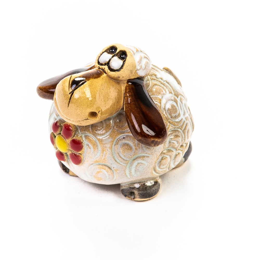 Keramik Minifigur - Schaf mit Blumen - gemischte Farben Keramik Minifigur - Schaf mit Blumen - gemischte Farben