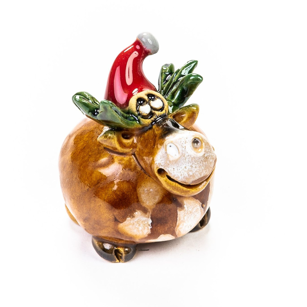 Keramik Minifigur - Weihnachtselch mit Mütze - gemischte Farben Keramik Minifigur - Weihnachtselch mit Mütze - gemischte Farben