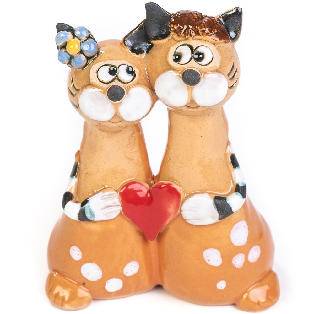 Katzen-Pärchen mit Herz. Minifigur, bunt. Katzen-Pärchen mit Herz. Minifigur, bunt.