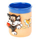Coupe en céramique bleue avec chat papillon