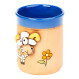 Coupe en céramique bleue avec un bélier et des fleurs