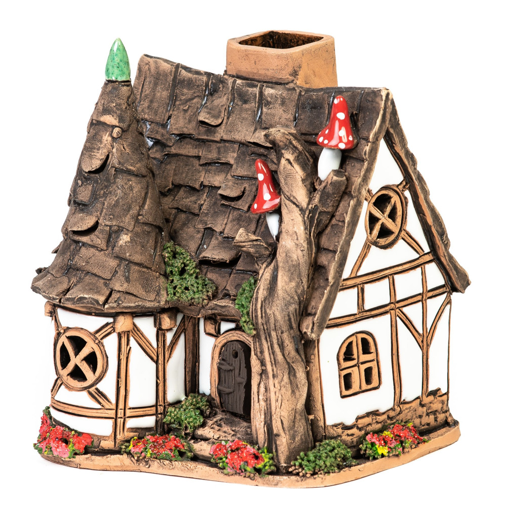 Lichthaus aus Keramik Nr. 22. Altes Forsthaus mit Turm - Teelichthalter, Räucherhaus und Aromalampe Lichthaus aus Keramik Nr. 22. Altes Forsthaus mit Turm - Teelichthalter, Räucherhaus und Aromalampe