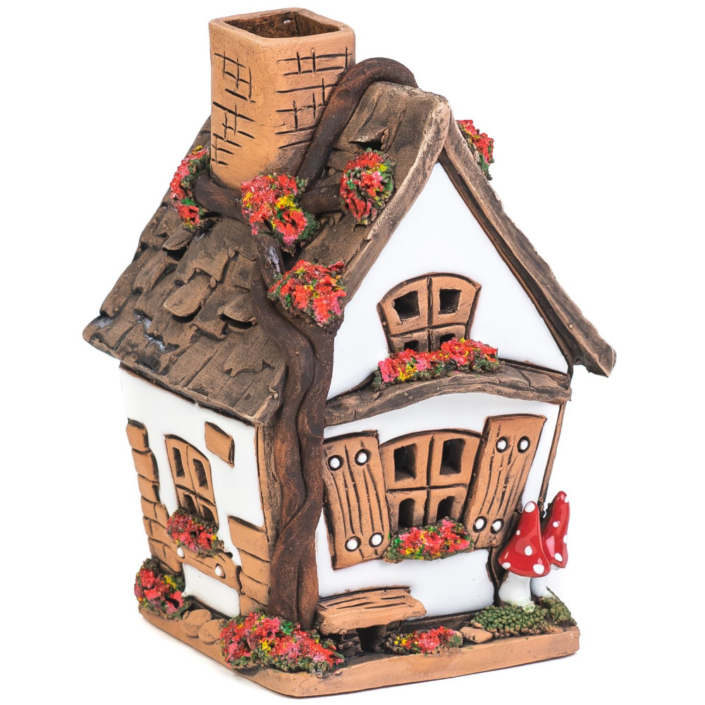 Lichthaus aus Keramik Nr. 29. Forsthaus mit Pilzen - Teelichthalter, Räucherhaus und Aromalampe Lichthaus aus Keramik Nr. 29. Forsthaus mit Pilzen - Teelichthalter, Räucherhaus und Aromalampe