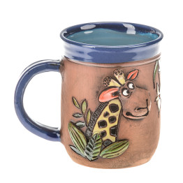 Coupe en céramique bleue avec girafe II