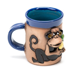 Mug en céramique bleu singe et ananas