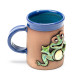 Coupe en céramique bleue avec grenouille ondulée