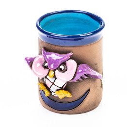 3D Ceramic Cup - Owl on Moon - keramikdeko.de