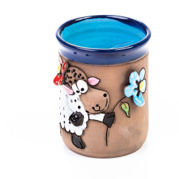 Coupe céramique 3D - Mouton avec fleur - Ceramicdeko.de