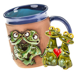Grenouilles - 2 pièces. Ensemble cadeau de céramique pour la Saint-Valentin