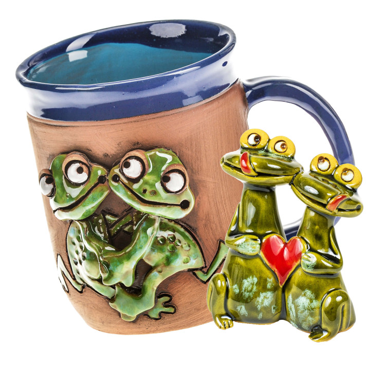 Grenouilles - 2 pièces. Ensemble cadeau de céramique pour la Saint-Valentin