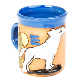 Coupe céramique 3D - Wolf bei Vollmond - keramikdeko.de