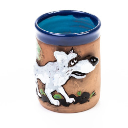 Coupe céramique 3D - Bleu avec loup - keramikdeko.de