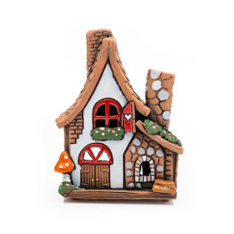 Maison d'encens avec cheminée en céramique | Photophore et chauffe-parfum