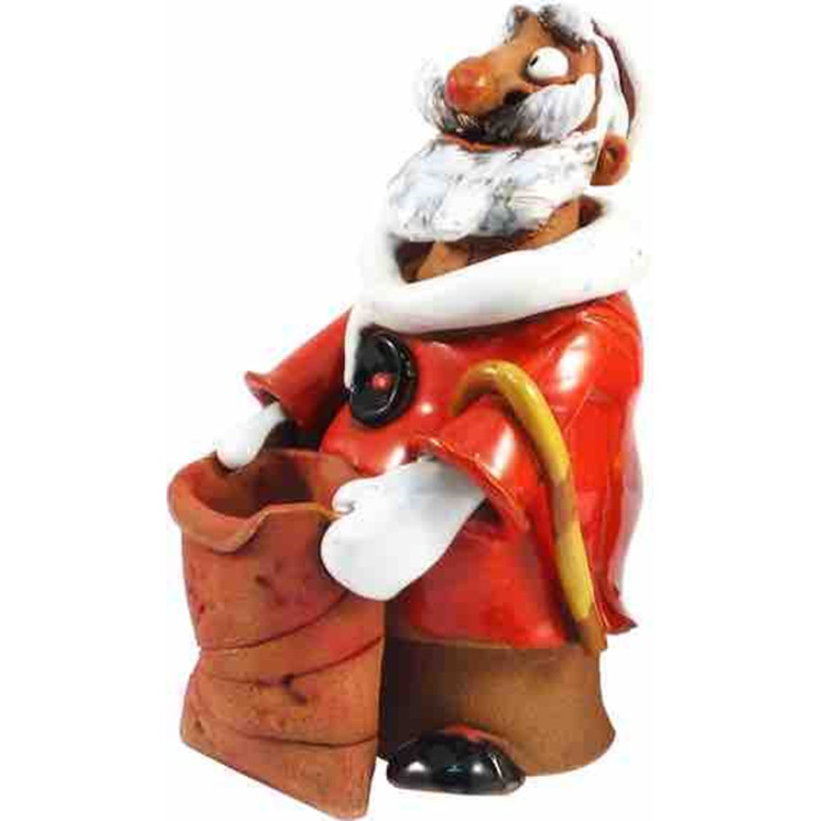 Père Noël avec sa hotte de cadeaux | Brûleur d'encens en céramique | momolio.de