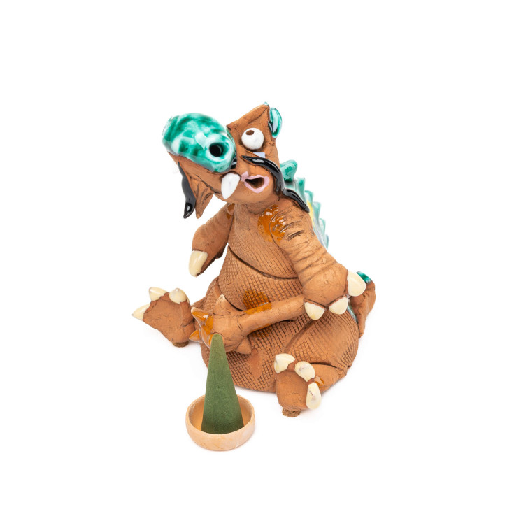 ▸Brûleur d'encens dragon assis avec étoile du matin | Figurine décorative faite main