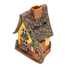 Maison miniature en céramique avec portail de jardin – maison à bougies chauffe-plat