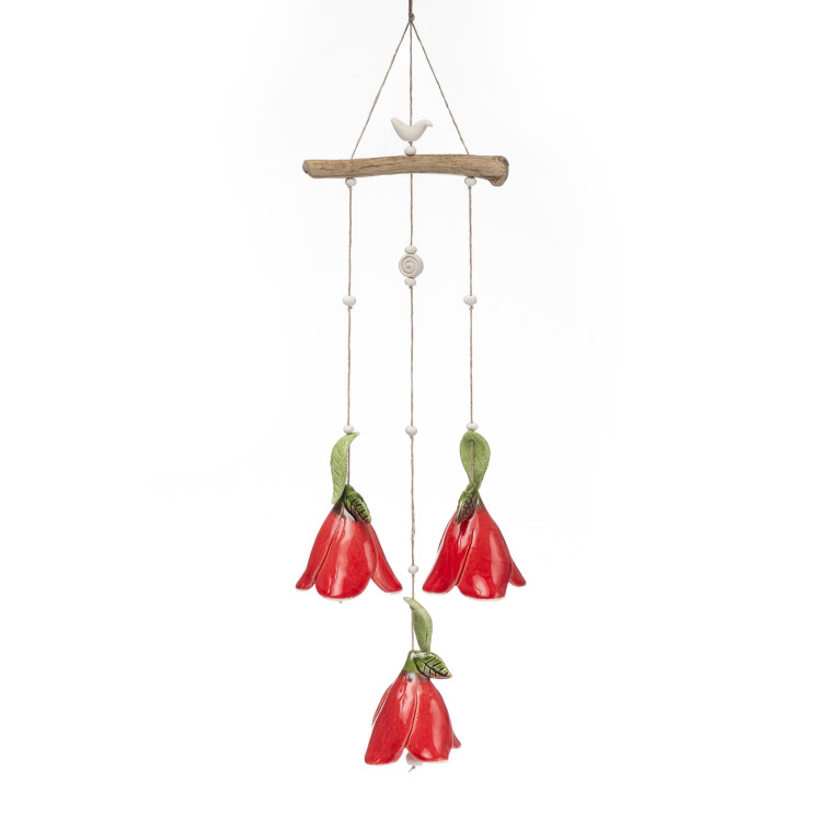 ▷ Ceramic Windspot 3 Blossom Bells | Fleur Hängeko