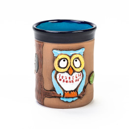 Coupe céramique 3D - owl sur branche - keramikdeko.de