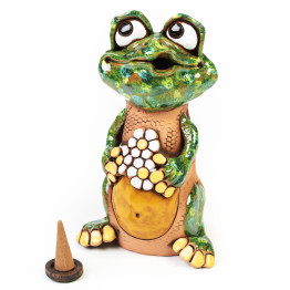 ▸Räuchermänchen + Dekofigur | Blumenfrosch | keramikdeko.de