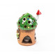 Tealight House avec une chouette sur le toit vert - Taille M