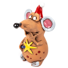 Mouse en céramique avec chapeau de Noël