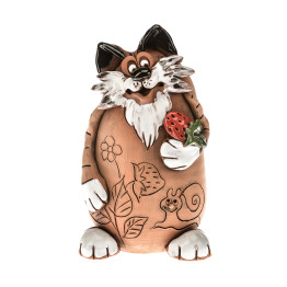 Chat de jardin avec fraise