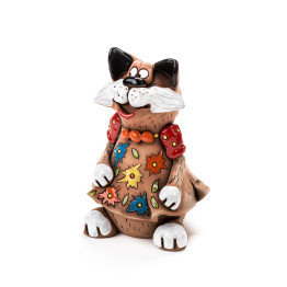 Chat de jardin en robe de fleur avec collier V