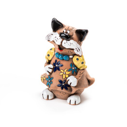 Chat de jardin en robe de fleur avec collier VI