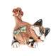Chat de jardin avec papillon | Ceramicdeko.de