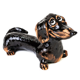 Dackelfigur en céramique comme bouchon de jardin | Ceramicdeko.de